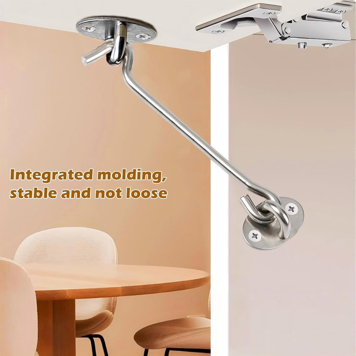 2 pieces - Wind hook - 3 inch - Wind hooks - Door hinges - Door bolt - Hinge - barn door hook - hook and eye bolt - cabin hooks and eye bolt - swivel window hook - door hooks - lock - for sliding door, bedroom, bathroom - 75*39 mm - silver - Image 3