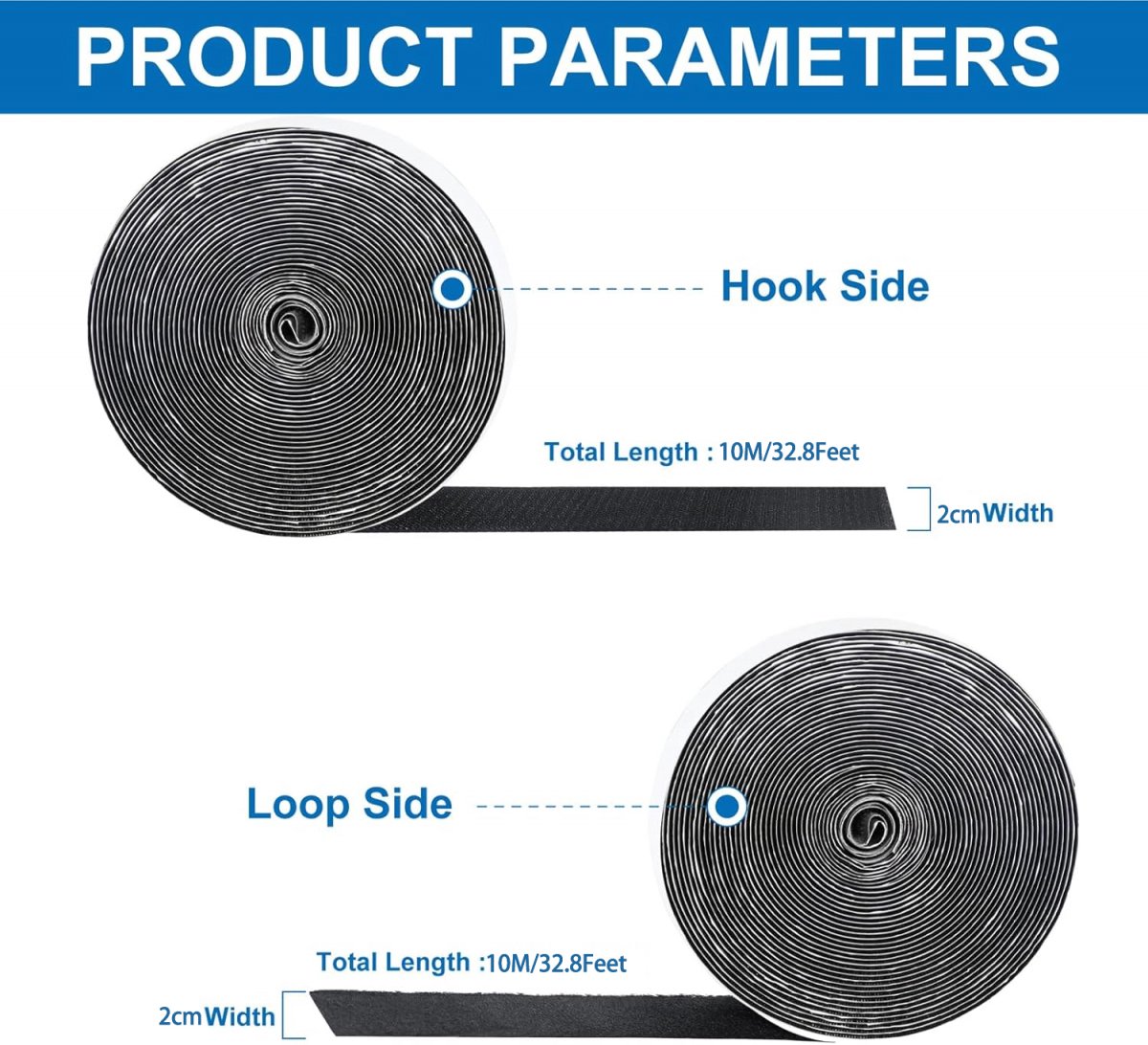 20 mm*10 m - Velcro - self-adhesive tape - reusable tape - nylon fastening strip - strong adhesive strips - with strong adhesive on the back - for sewing, crafting and DIY applications - Indoor and outdoor use - black - Image 5