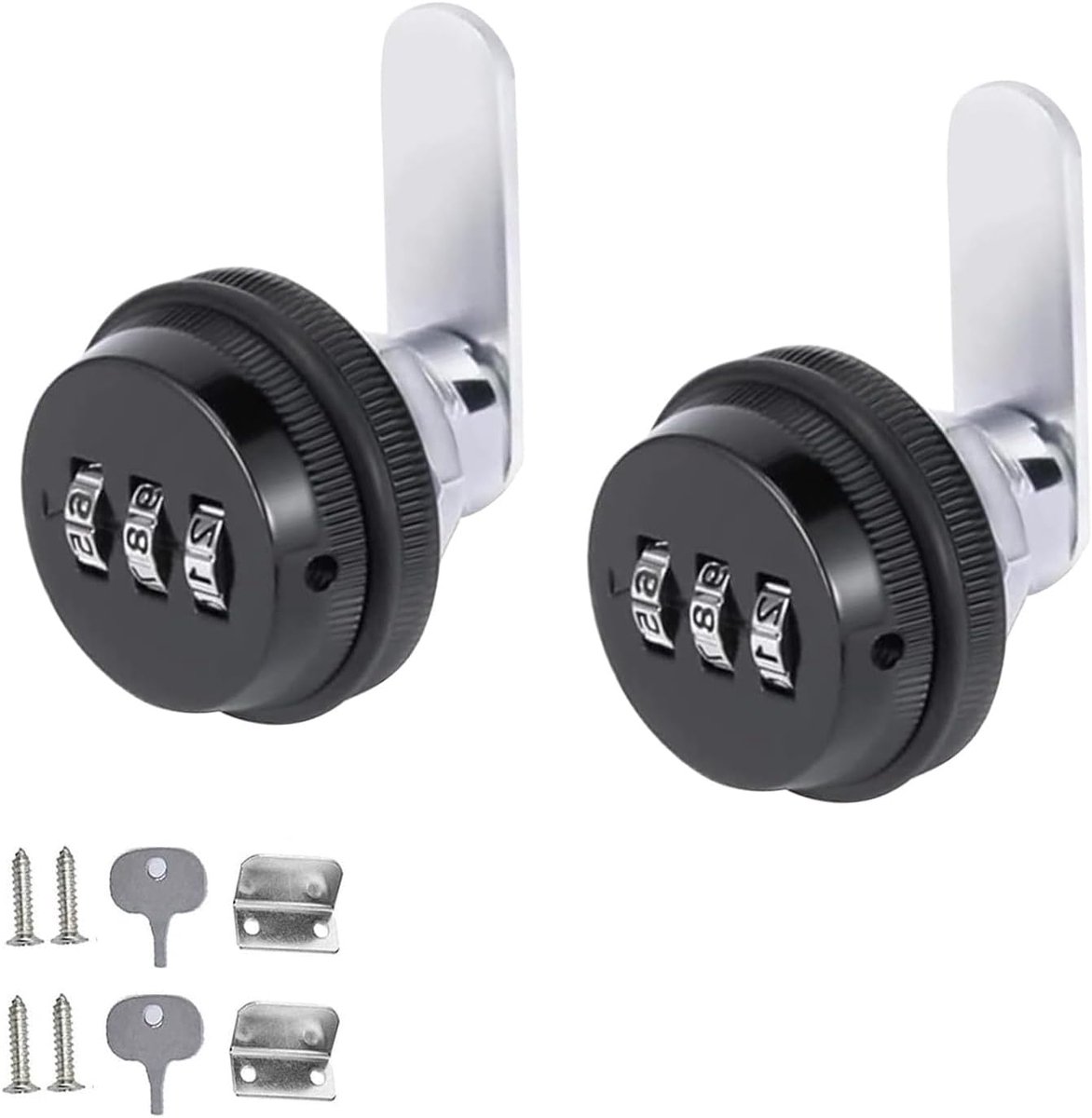 2 pieces - Combination lock - 62*38 mm - Suitable for panel thicknesses of 15-25 mm - Cabinet locks - Drawer locks - secure drawer mailbox cabinet code lock - for cabinet drawer mailbox - black - Image 1