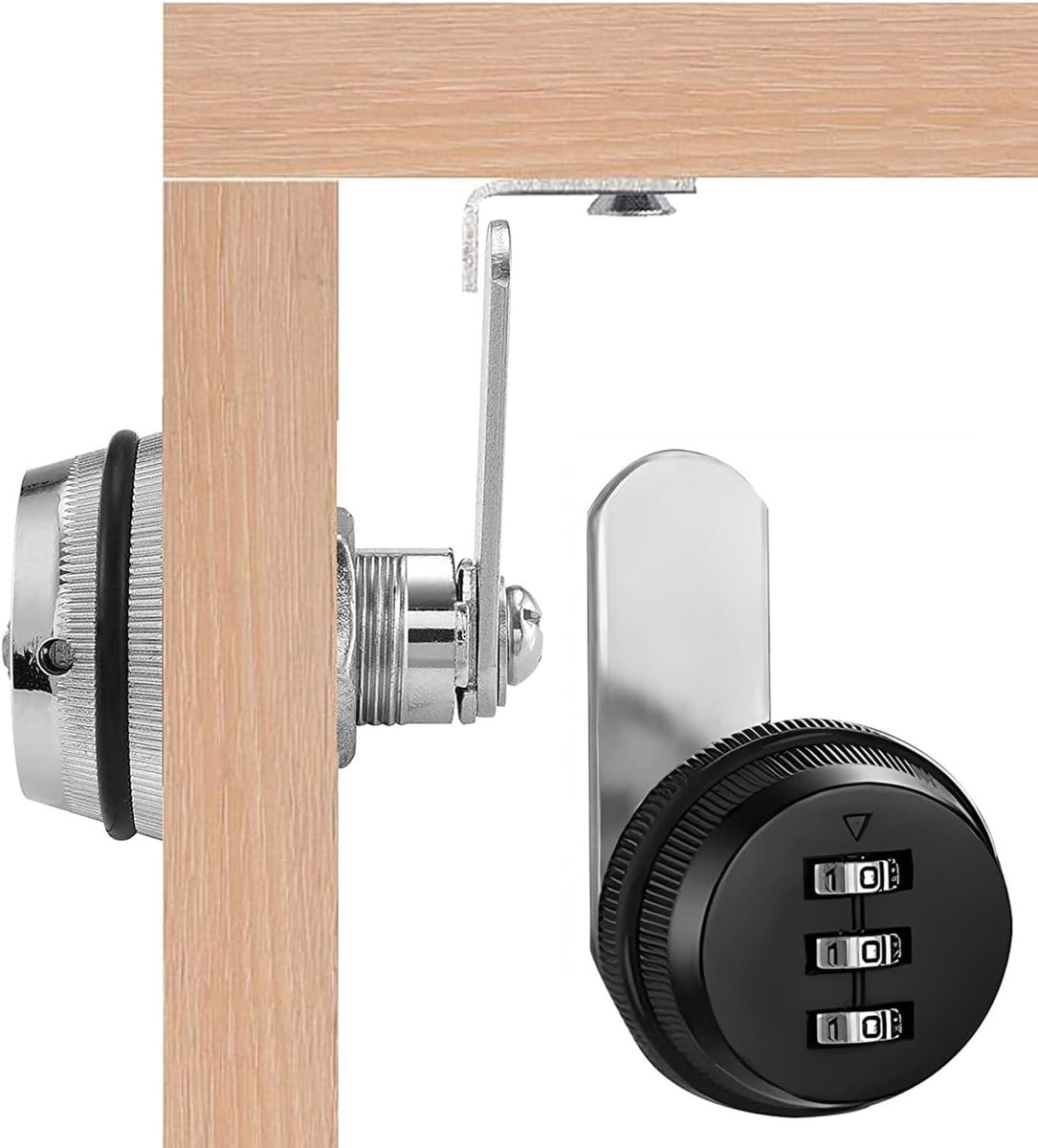 2 pieces - Combination lock - 62*38 mm - Suitable for panel thicknesses of 15-25 mm - Cabinet locks - Drawer locks - secure drawer mailbox cabinet code lock - for cabinet drawer mailbox - black - Image 6