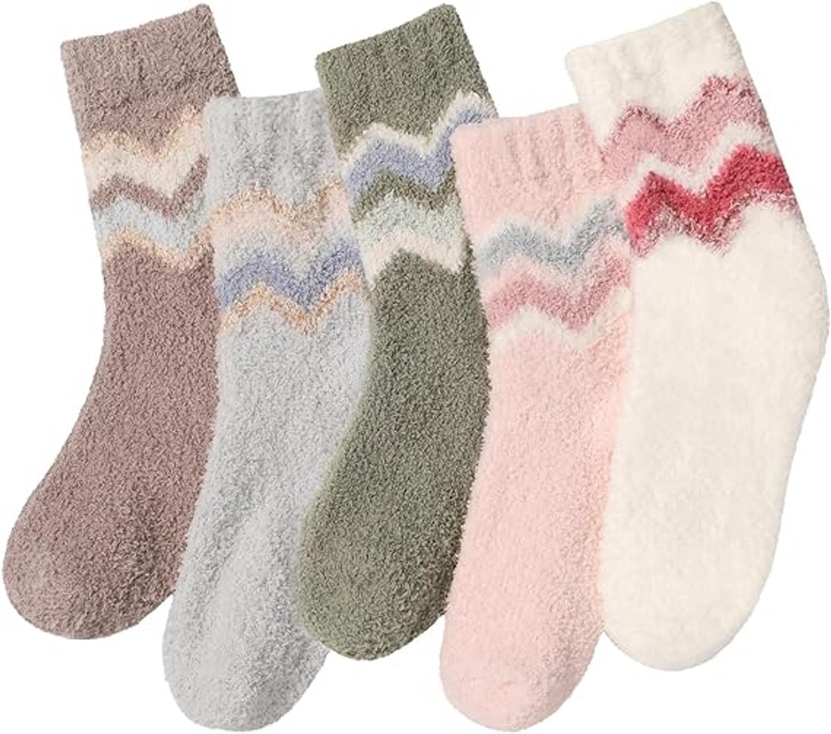 5 Pairs of Socks - women's socks - house socks - Warm Fuzzy Fleece Socks - Warm Winter Sock Set - Thick Socks - Winter Socks - Warm Socks - Sleep Socks - Heated Socks - keep warm - Plush and comfortable - thick plush socks - coral fleece - Image 1