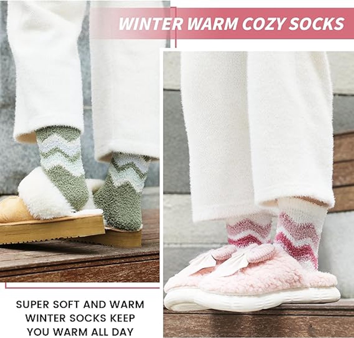 5 Pairs of Socks - women's socks - house socks - Warm Fuzzy Fleece Socks - Warm Winter Sock Set - Thick Socks - Winter Socks - Warm Socks - Sleep Socks - Heated Socks - keep warm - Plush and comfortable - thick plush socks - coral fleece - Image 6