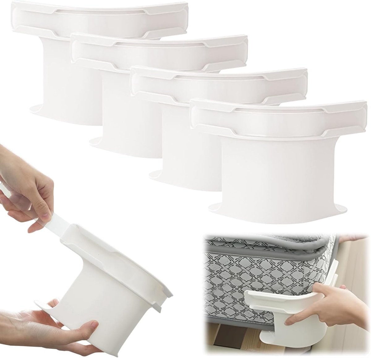 4 pieces - Sheet holder - Bed sheet holder - Duvet clips - Sheet clamps - with fastening strips - removable fitted sheet corner holders - bed clips - corner holders for covers - for mattress protectors, bedding, blankets - 15*12*8.5 cm - white - Image 1