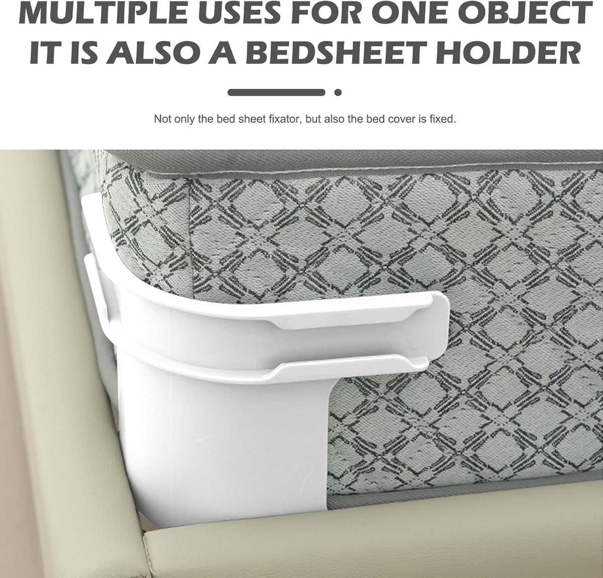 4 pieces - Sheet holder - Bed sheet holder - Duvet clips - Sheet clamps - with fastening strips - removable fitted sheet corner holders - bed clips - corner holders for covers - for mattress protectors, bedding, blankets - 15*12*8.5 cm - white - Image 3