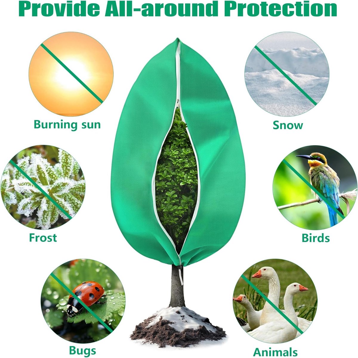 Plant Cover - 1 piece - 240*200cm - Frost Protection Plant Cover - Winter Cover - Potted Plant Bag - Frost Cloth - Plant Frost Cover - Winter Protection Bag for Plants - Winter Plant Covers - with zipper and drawstring - for outdoor plants, potted fruit t - Image 2