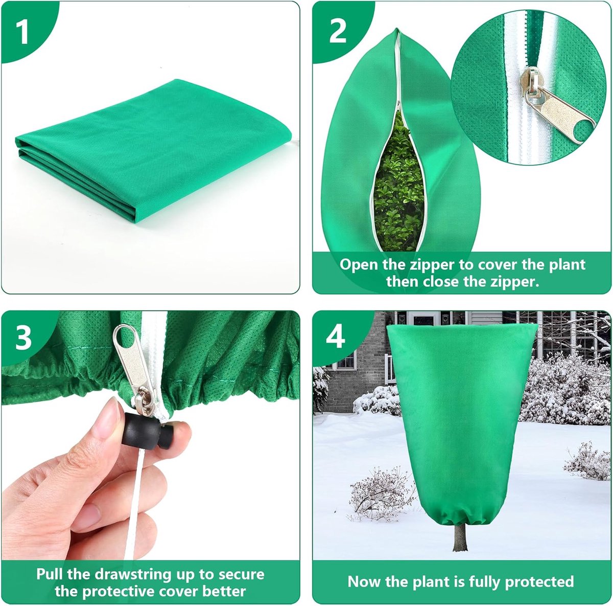 Plant Cover - 1 piece - 240*200cm - Frost Protection Plant Cover - Winter Cover - Potted Plant Bag - Frost Cloth - Plant Frost Cover - Winter Protection Bag for Plants - Winter Plant Covers - with zipper and drawstring - for outdoor plants, potted fruit t - Image 4