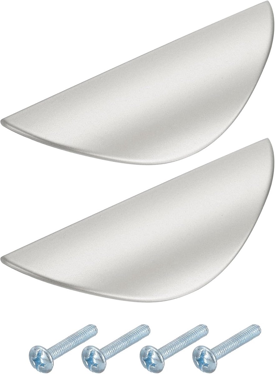 2 pieces - cabinet handles - door handle - half-moon cabinet handle - hole spacing 32 mm - drawer handles - concealed zinc alloy handles - zinc alloy cabinet handles - furniture accessories - with screws - for kitchen cabinet, chest of drawers, hardware - - Image 1