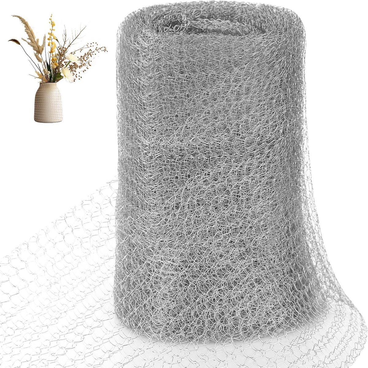 Stainless steel fine mesh - 9 m x 12.7 cm - Insect net - Rodent repellent net - Bird-proof net - Stainless steel mesh - stainless steel metal mesh - for keeping out snails, birds, slugs and insects - Garden protection - silver - Image 1