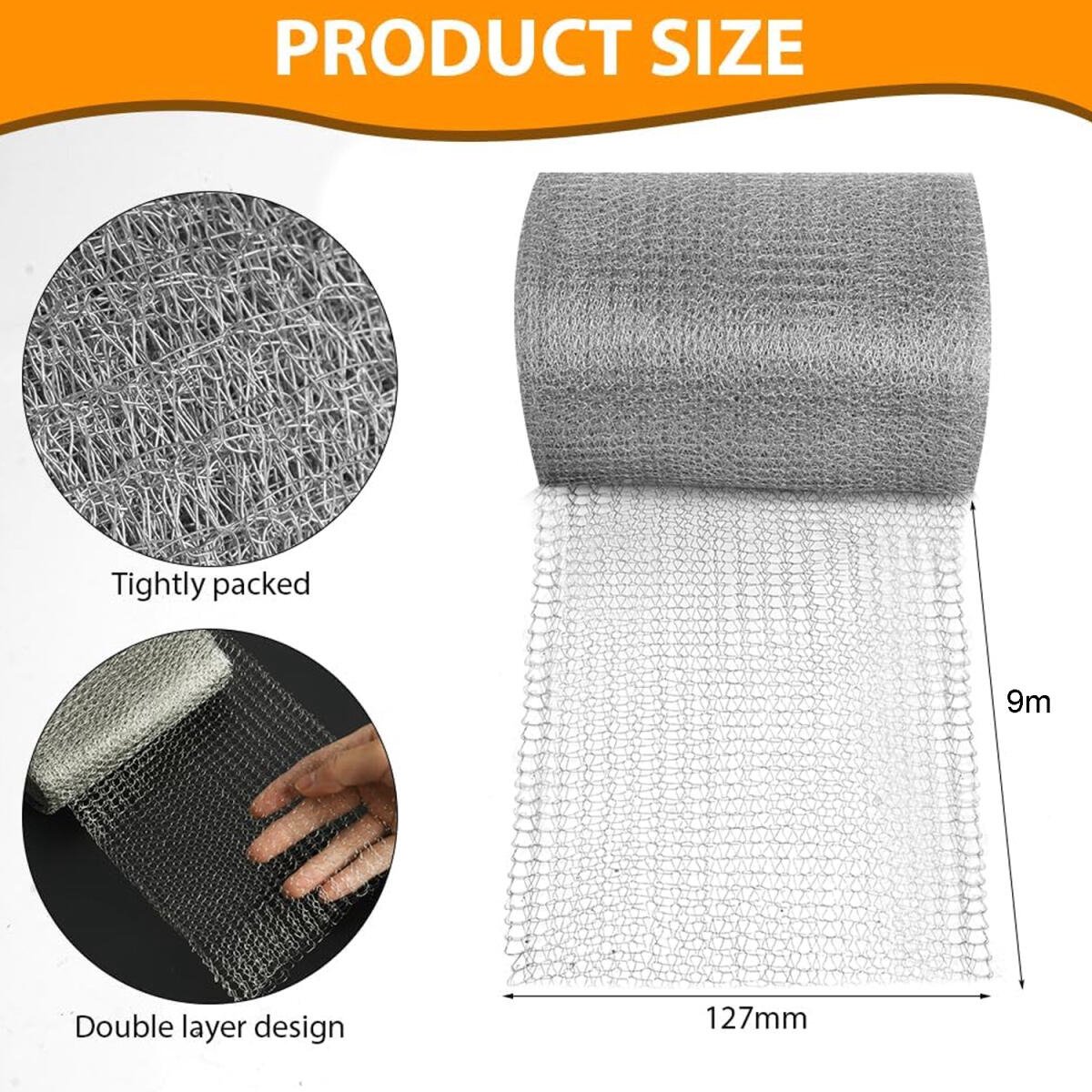 Stainless steel fine mesh - 9 m x 12.7 cm - Insect net - Rodent repellent net - Bird-proof net - Stainless steel mesh - stainless steel metal mesh - for keeping out snails, birds, slugs and insects - Garden protection - silver - Image 5