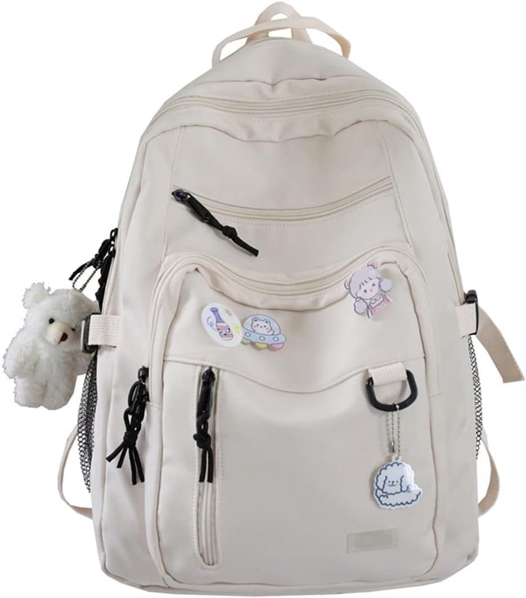 backpack - backpack for girl - Waterproof Girl Backpack - School backpack - boys' backpack - women's backpack - lightweight school bag - School bag - Girls' School Student School Bag - Backpacks - Teenagers - Large capacity school backpacks - White - Image 1