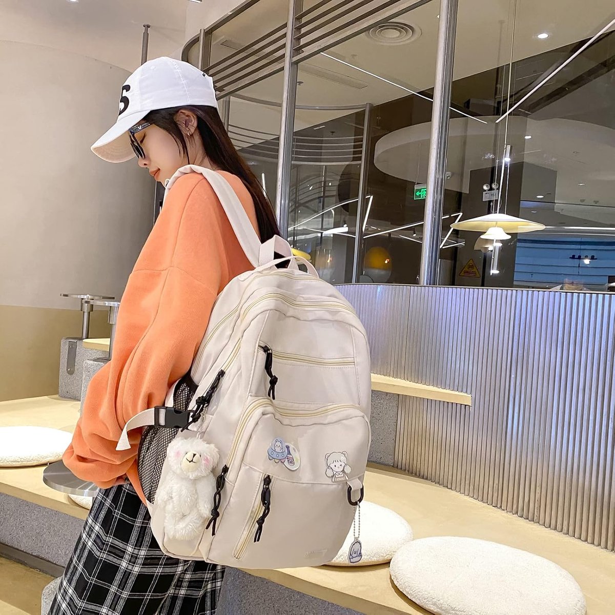 backpack - backpack for girl - Waterproof Girl Backpack - School backpack - boys' backpack - women's backpack - lightweight school bag - School bag - Girls' School Student School Bag - Backpacks - Teenagers - Large capacity school backpacks - White - Image 2