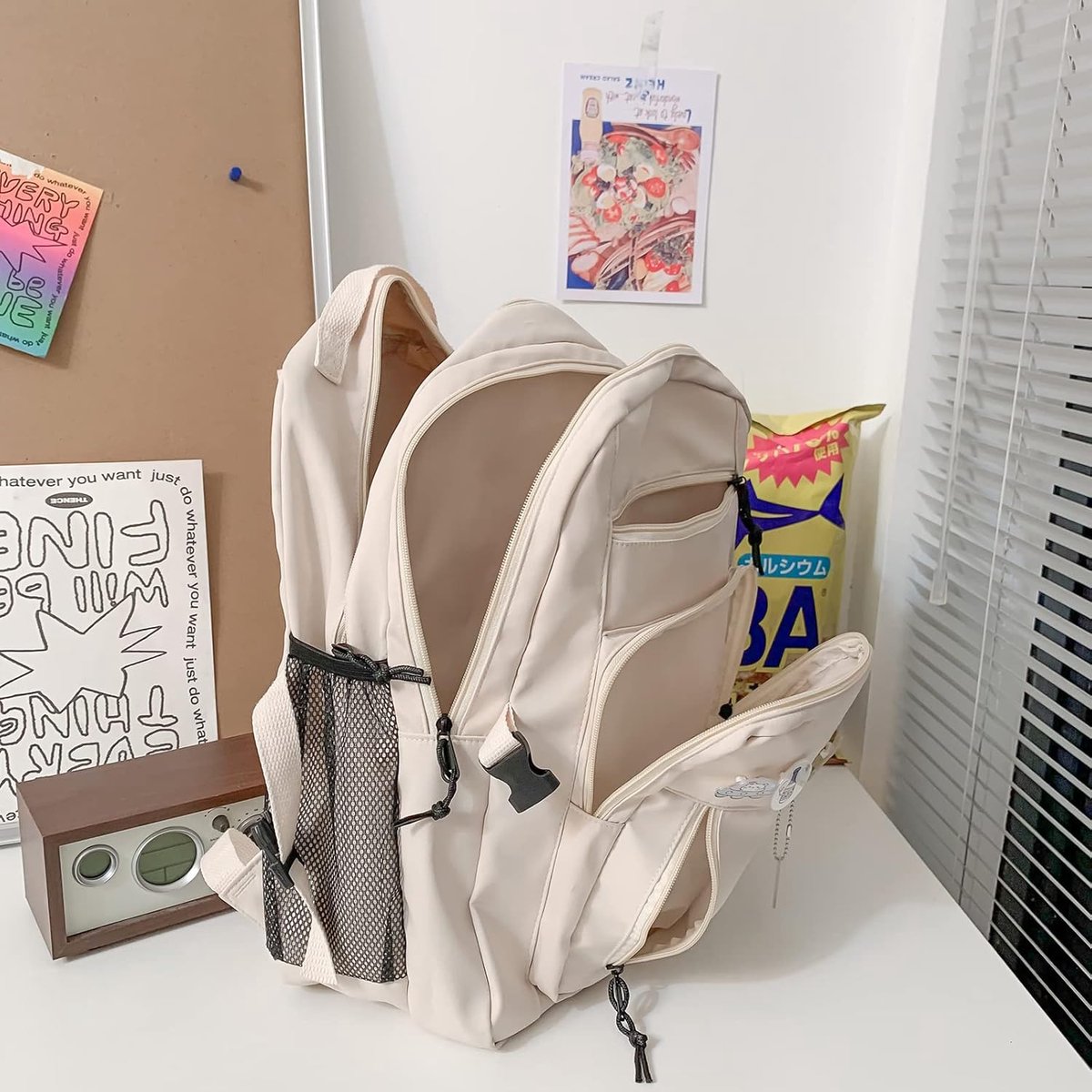 backpack - backpack for girl - Waterproof Girl Backpack - School backpack - boys' backpack - women's backpack - lightweight school bag - School bag - Girls' School Student School Bag - Backpacks - Teenagers - Large capacity school backpacks - White - Image 4