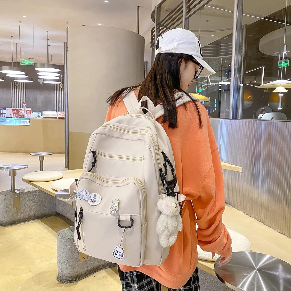backpack - backpack for girl - Waterproof Girl Backpack - School backpack - boys' backpack - women's backpack - lightweight school bag - School bag - Girls' School Student School Bag - Backpacks - Teenagers - Large capacity school backpacks - White - Image 6