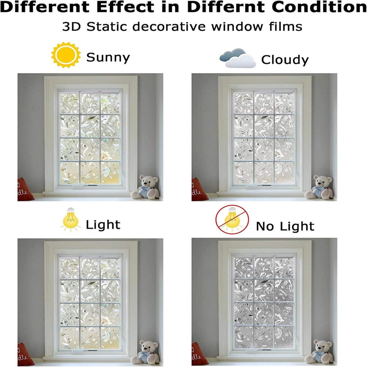 Window Film - Self-Adhesive Window Film - Stained Glass - Privacy Film - Frosted Glass - Rainbow Flowers - Sun Protection & Insulating - Privacy - 45 x 200 cm - Image 5