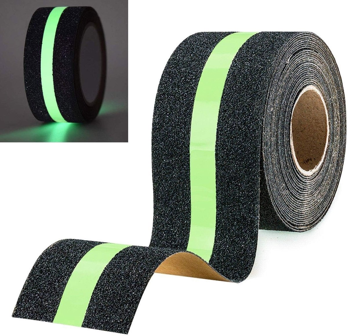Roll Anti-slip adhesive tape - Stair tape - with glow-in-the-dark light film - Anti-slip Griptape - Glowing in the Dark - safety tape for stairs, ladders, slippery floors, indoors and outdoors - Safety tape - 5 m x 5 cm - Image 1