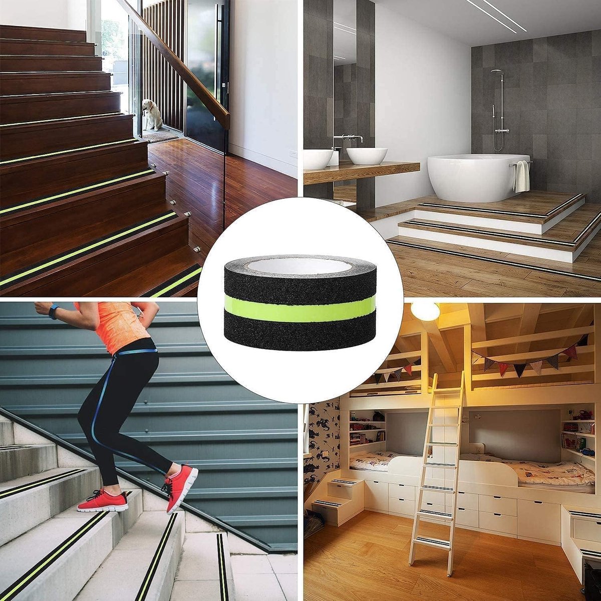 Roll Anti-slip adhesive tape - Stair tape - with glow-in-the-dark light film - Anti-slip Griptape - Glowing in the Dark - safety tape for stairs, ladders, slippery floors, indoors and outdoors - Safety tape - 5 m x 5 cm - Image 2