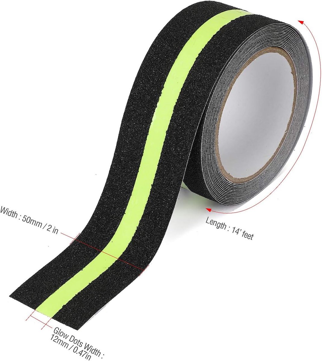 Roll Anti-slip adhesive tape - Stair tape - with glow-in-the-dark light film - Anti-slip Griptape - Glowing in the Dark - safety tape for stairs, ladders, slippery floors, indoors and outdoors - Safety tape - 5 m x 5 cm - Image 5