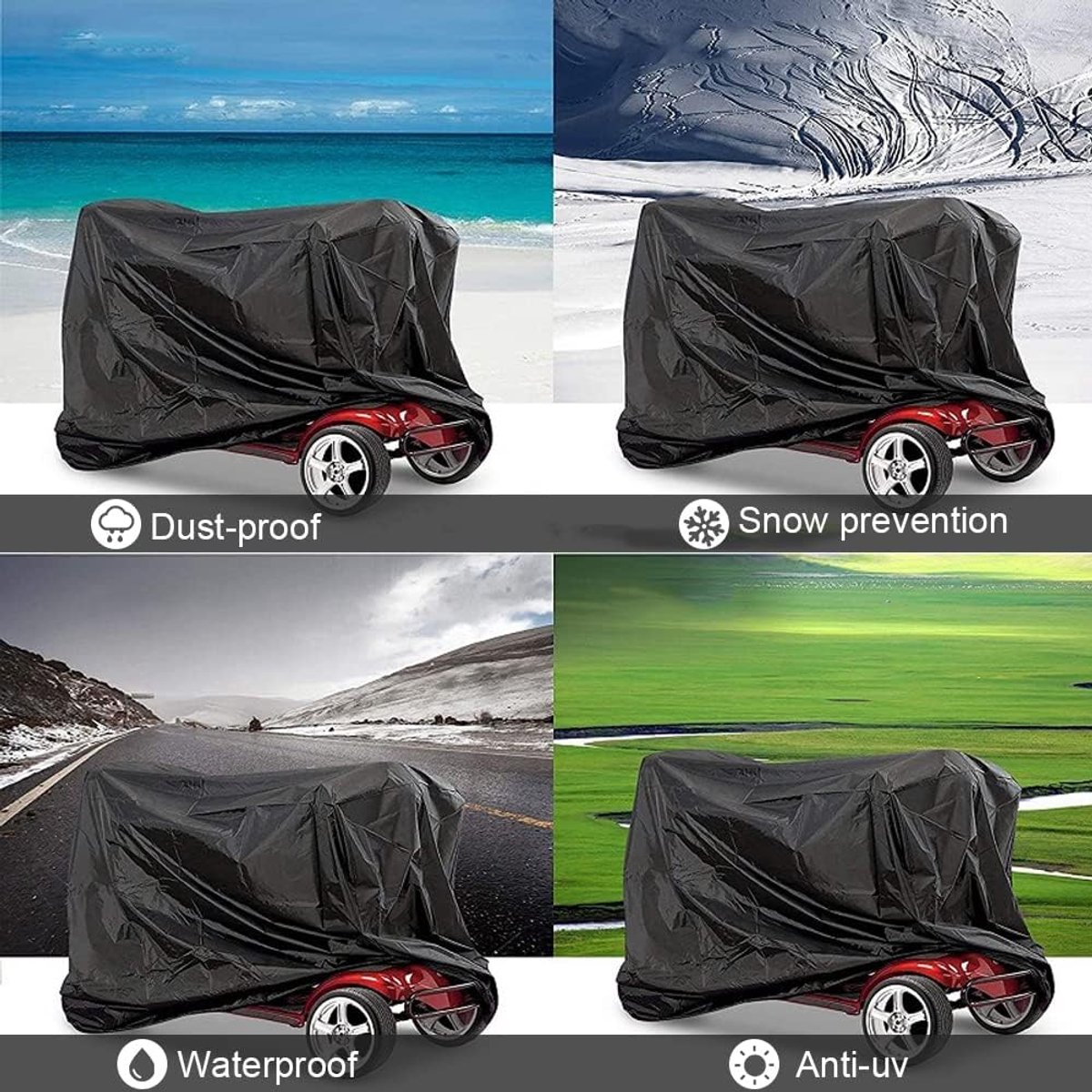 Electric Scooter Cover - Oxford Fabric 210D Electric Scooter Cover - Waterproof Scooter Cover - Dustproof - Snowproof - Sunproof - Rainproof - Protective Cover - Black - 170×61×117 cm - Image 3