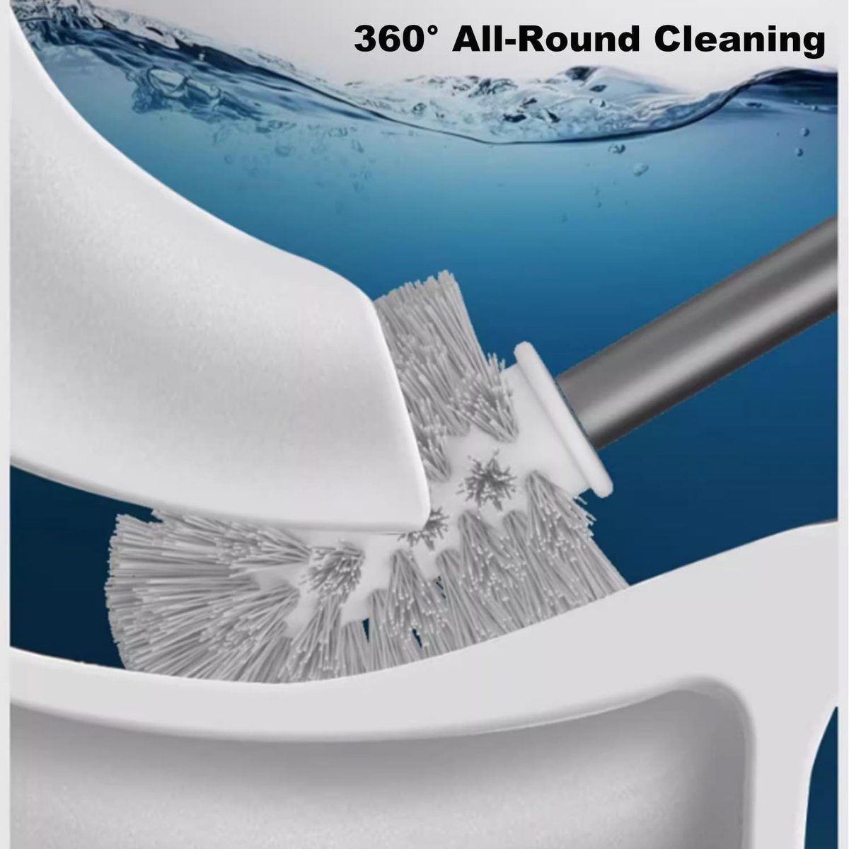 2 pieces - Toilet brush - Stainless steel toilet brush - With screw head - WC brush - Toilet brush - With handle - Stainless steel handle - Universal - Replacement toilet brushes - The brush heads are individually replaceable - Black - Image 1