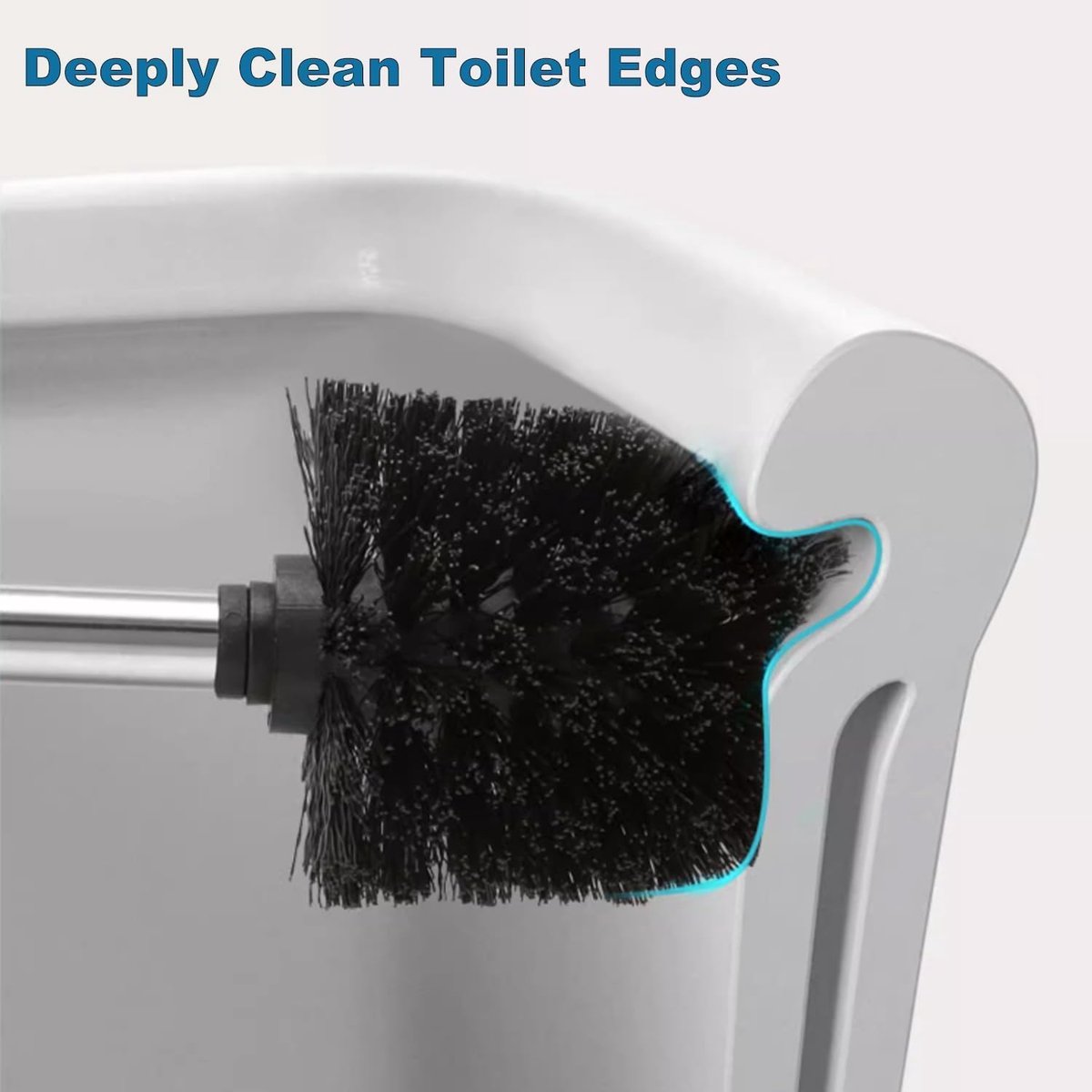 2 pieces - Toilet brush - Stainless steel toilet brush - With screw head - WC brush - Toilet brush - With handle - Stainless steel handle - Universal - Replacement toilet brushes - The brush heads are individually replaceable - Black - Image 2
