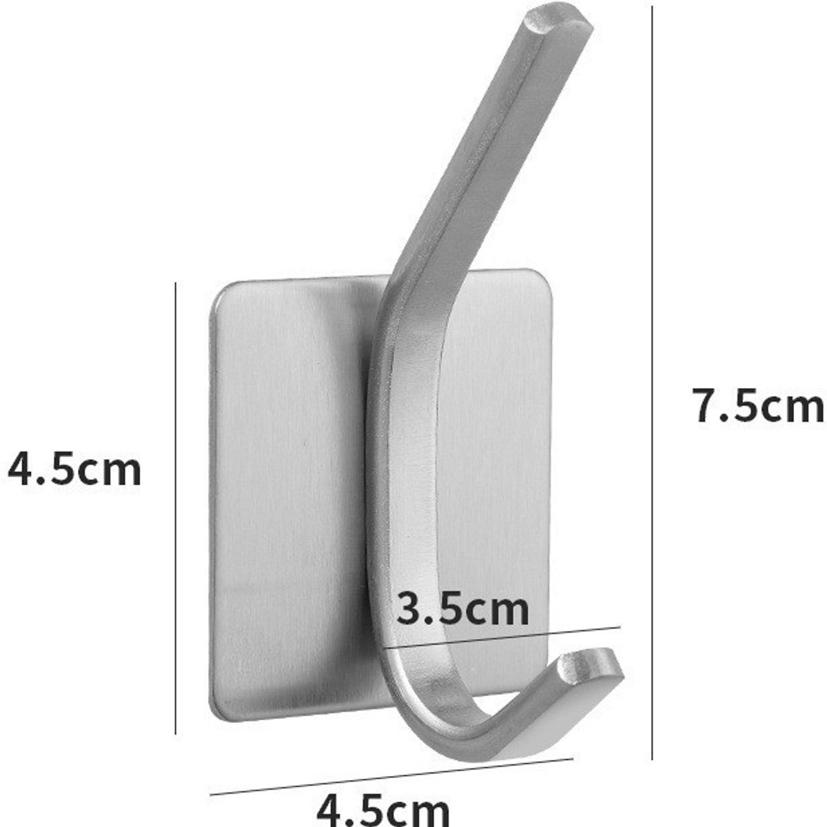 4 pieces - 8*4.5*3.5 cm - Stainless steel hook - self-adhesive towel hooks - Towel hook - Self-adhesive hook - Square hook - adhesive hooks - adhesive wall hooks - towel hooks - for bathroom, kitchen, home and office - silver - Image 5
