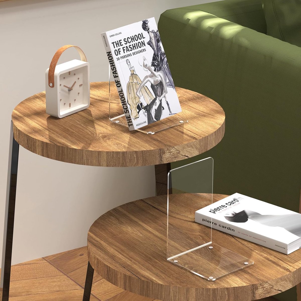 4 Pieces Bookends - bookends - Transparent Book Stand - Book Holder - Shelf Organizer - Book Support - Bookshelf - Magazine Holder Book Support - Reading Tray - Magazine Rack - for library, office, school - Transparent - Image 2