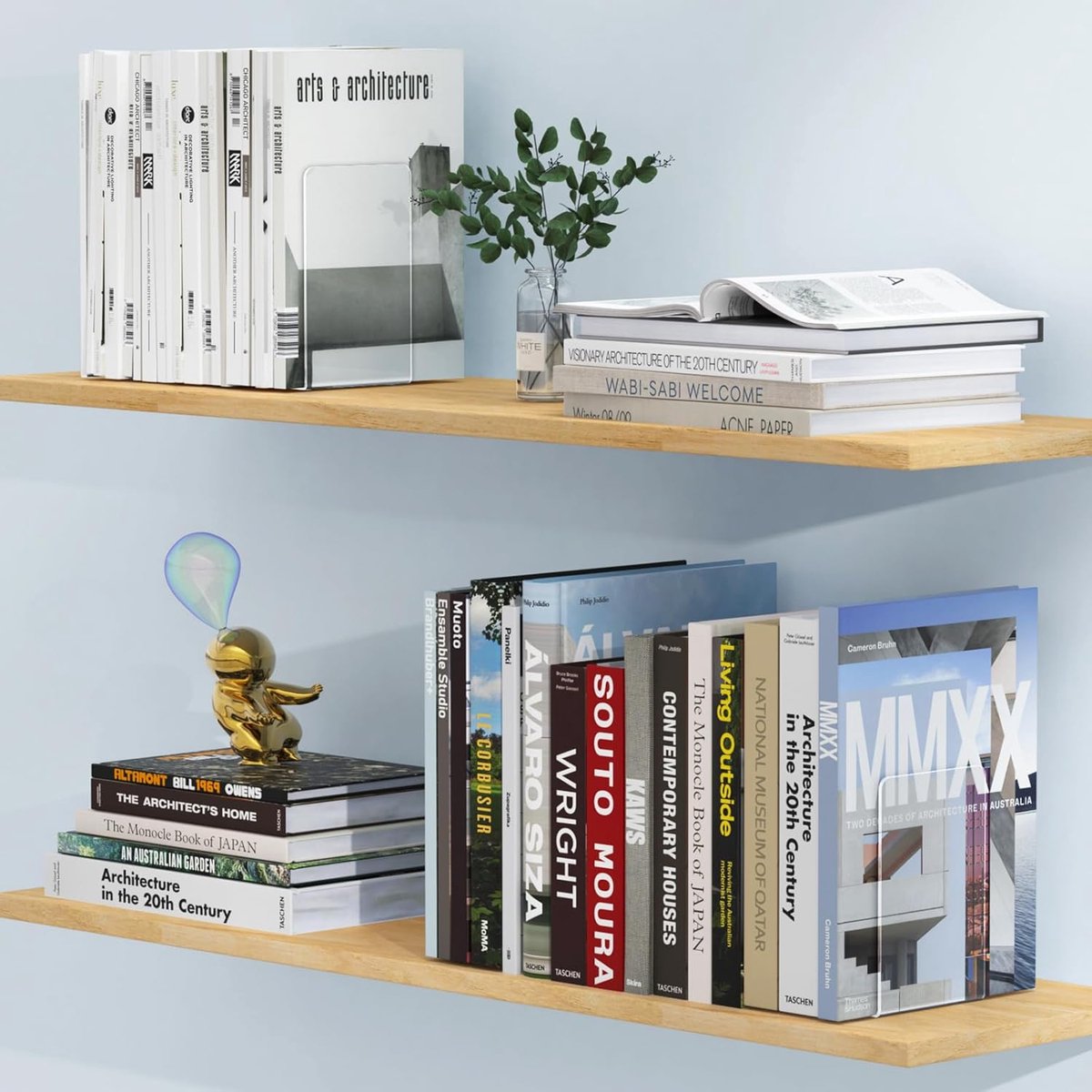 4 Pieces Bookends - bookends - Transparent Book Stand - Book Holder - Shelf Organizer - Book Support - Bookshelf - Magazine Holder Book Support - Reading Tray - Magazine Rack - for library, office, school - Transparent - Image 4