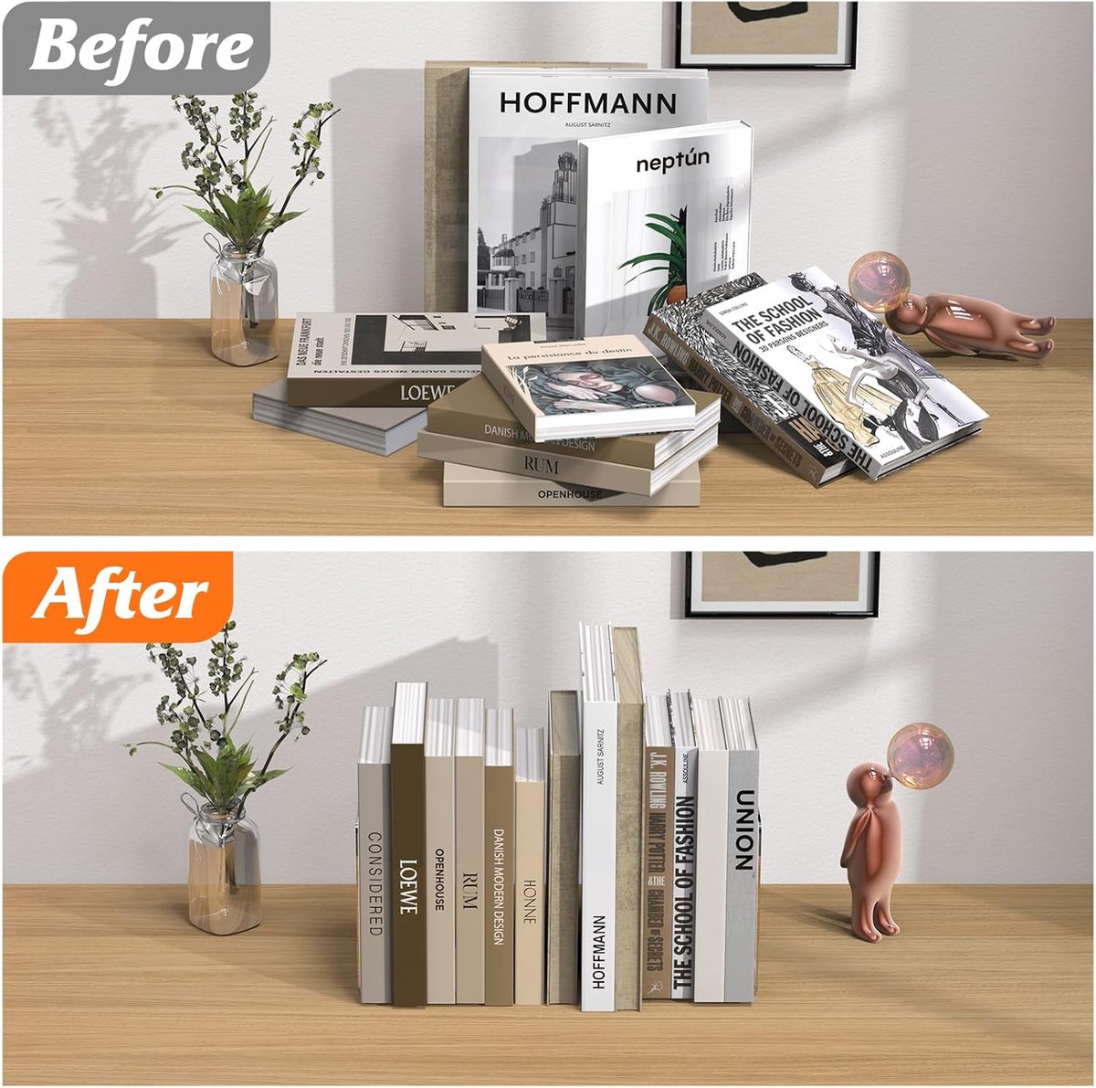 4 Pieces Bookends - bookends - Transparent Book Stand - Book Holder - Shelf Organizer - Book Support - Bookshelf - Magazine Holder Book Support - Reading Tray - Magazine Rack - for library, office, school - Transparent - Image 5