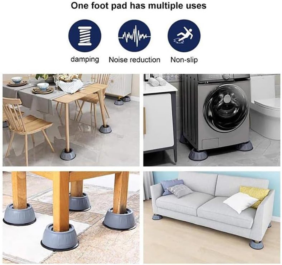 4 Pieces Vibration Washing Machine Feet - Shock Absorbers - Rubber Feet - Washing Machine Shock Absorbers - Non-slip and Quiet - Washing Machine Stand - Suitable for Washing Machine Stands - Washing Machine and Dryer Feet - Image 3