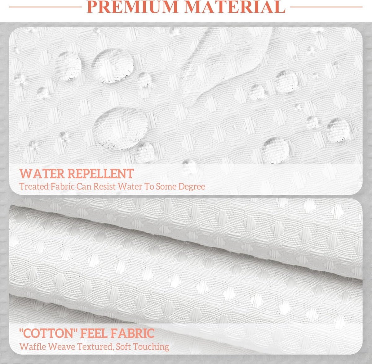 Waffle Weave Shower Curtain - Shower Curtain - Window Curtain - Fabric shower curtain for bathroom - Raised fabric - Waterproof - Washable - Suitable for bathroom, bedroom - White - 150 × 180 CM - Image 4