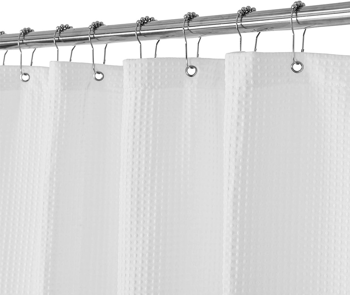Waffle Weave Shower Curtain - Shower Curtain - Window Curtain - Fabric shower curtain for bathroom - Raised fabric - Waterproof - Washable - Suitable for bathroom, bedroom - White - 150 × 180 CM - Image 5