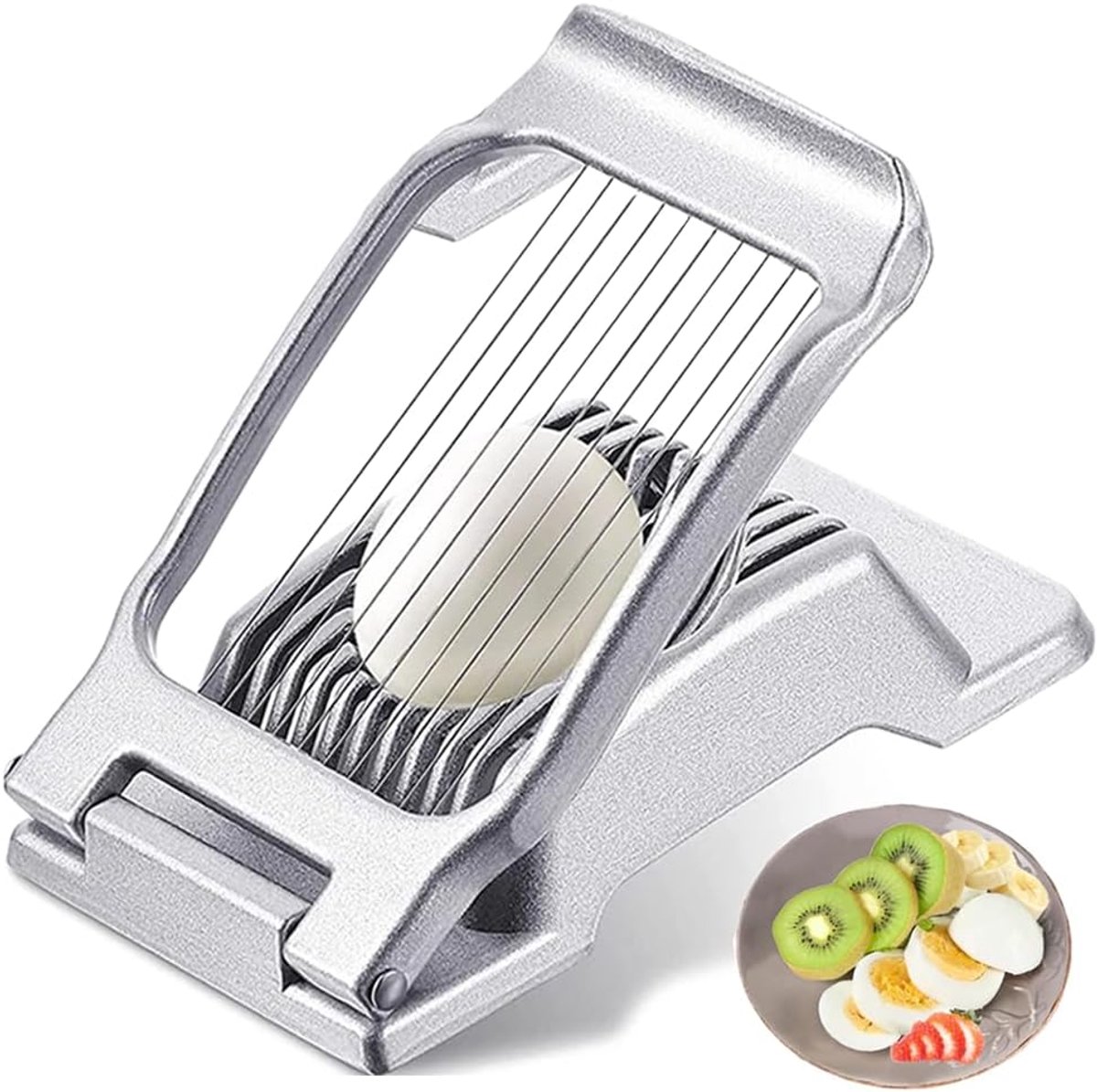 Aluminum Alloy Egg Slicer - Egg Slicer - Hard-Boiled Egg Slicer - Mushroom Slicer - Professional Egg Slicer - Multifunctional Egg Slicer - Round and Oval Slice Egg Slicer - For slicing eggs, bananas, and strawberries - Silver - Image 1
