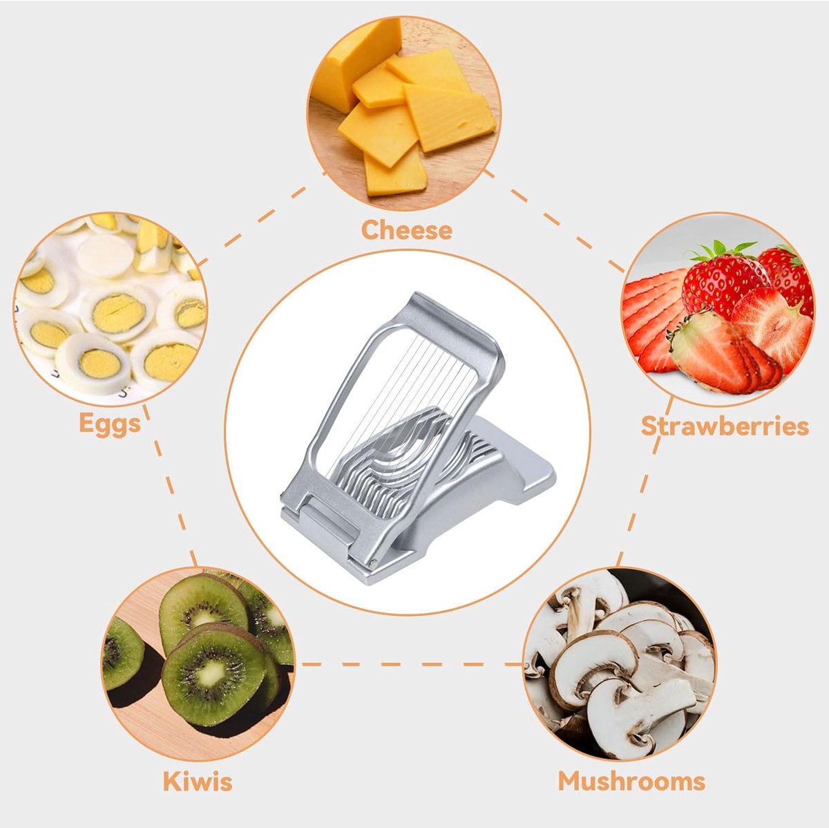 Aluminum Alloy Egg Slicer - Egg Slicer - Hard-Boiled Egg Slicer - Mushroom Slicer - Professional Egg Slicer - Multifunctional Egg Slicer - Round and Oval Slice Egg Slicer - For slicing eggs, bananas, and strawberries - Silver - Image 3