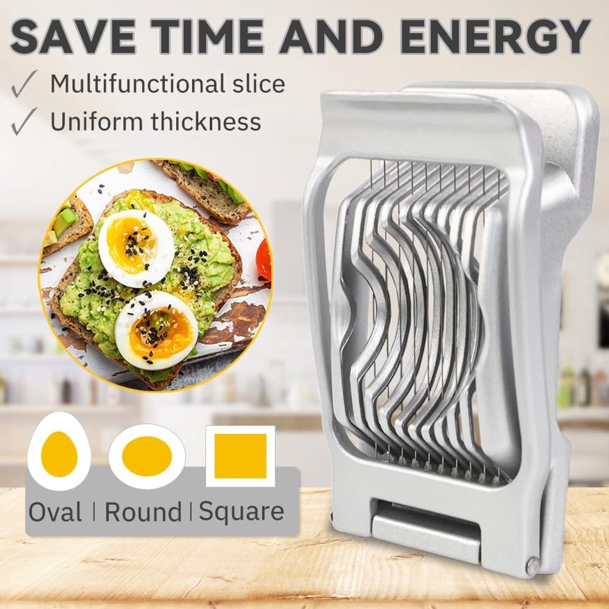 Aluminum Alloy Egg Slicer - Egg Slicer - Hard-Boiled Egg Slicer - Mushroom Slicer - Professional Egg Slicer - Multifunctional Egg Slicer - Round and Oval Slice Egg Slicer - For slicing eggs, bananas, and strawberries - Silver - Image 6