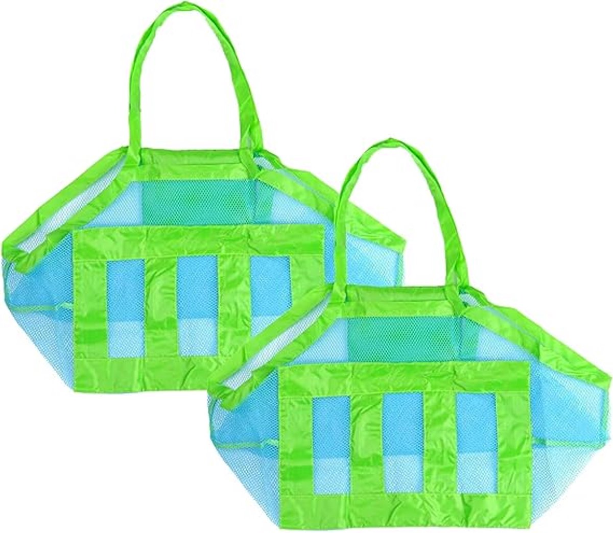 2 pieces - beach bag - 45*45*30 cm - mesh beach bag - lightweight beach bag - foldable storage bag - suitable for children's beach trips, toys, towels and beach shoes - green - Image 1