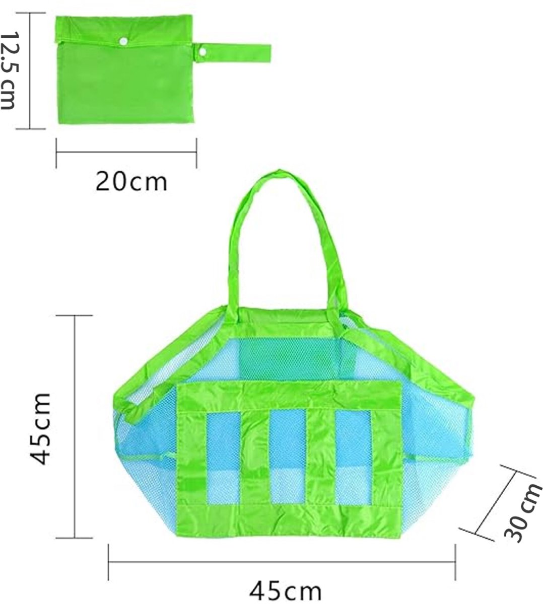 2 pieces - beach bag - 45*45*30 cm - mesh beach bag - lightweight beach bag - foldable storage bag - suitable for children's beach trips, toys, towels and beach shoes - green - Image 2