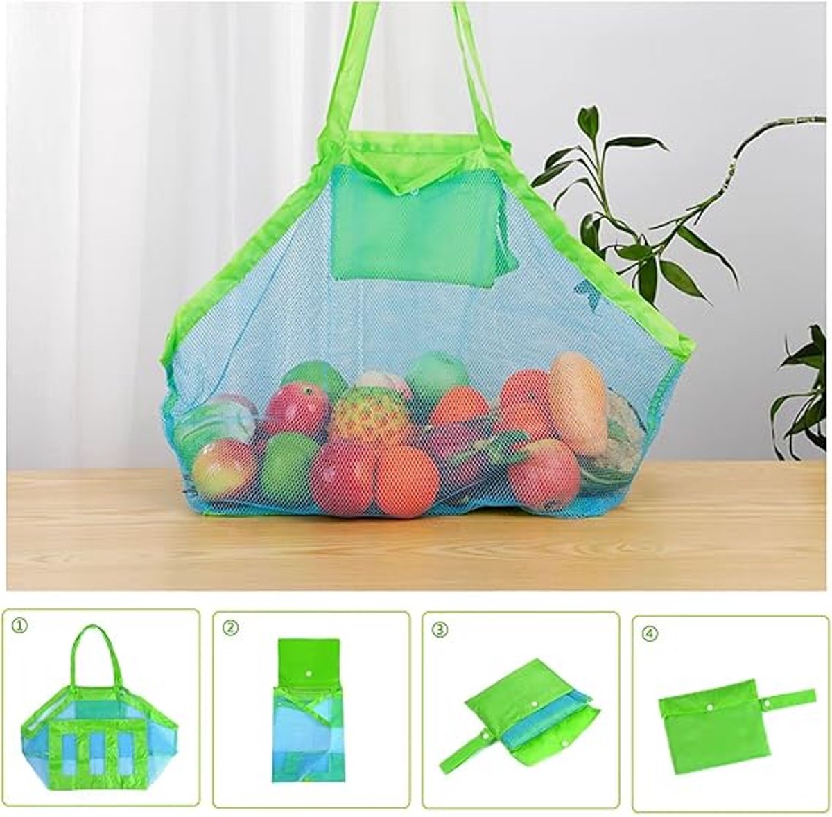 2 pieces - beach bag - 45*45*30 cm - mesh beach bag - lightweight beach bag - foldable storage bag - suitable for children's beach trips, toys, towels and beach shoes - green - Image 6