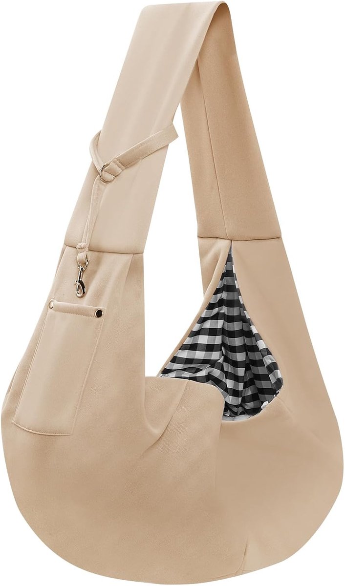 Dog carrier bag - reversible puppy carrier bag - pet bag - cat backpack - dog and cat carrier bag - with storage compartment - shoulder bag - hands-free dog carrier bag - for small dogs and cats - Khaki - Image 1