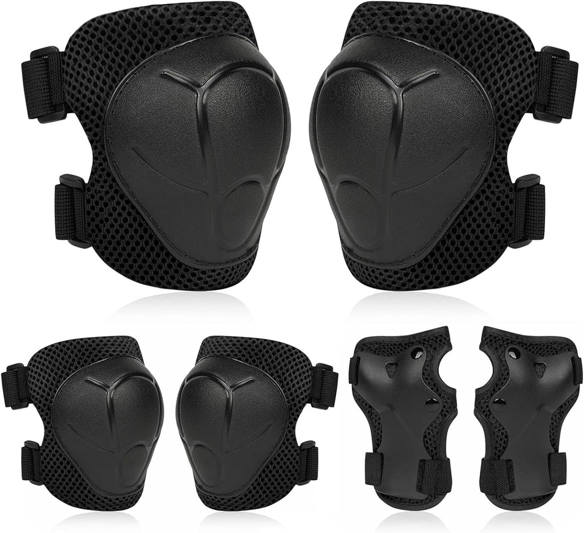 Kids Skate Protection Set - Protective covers for children's roller skates - Skate protection - Protection set for roller skates - Knee pads for children - Includes knee pads, elbow pads and wrist pads - knee pad set - Black - Image 1