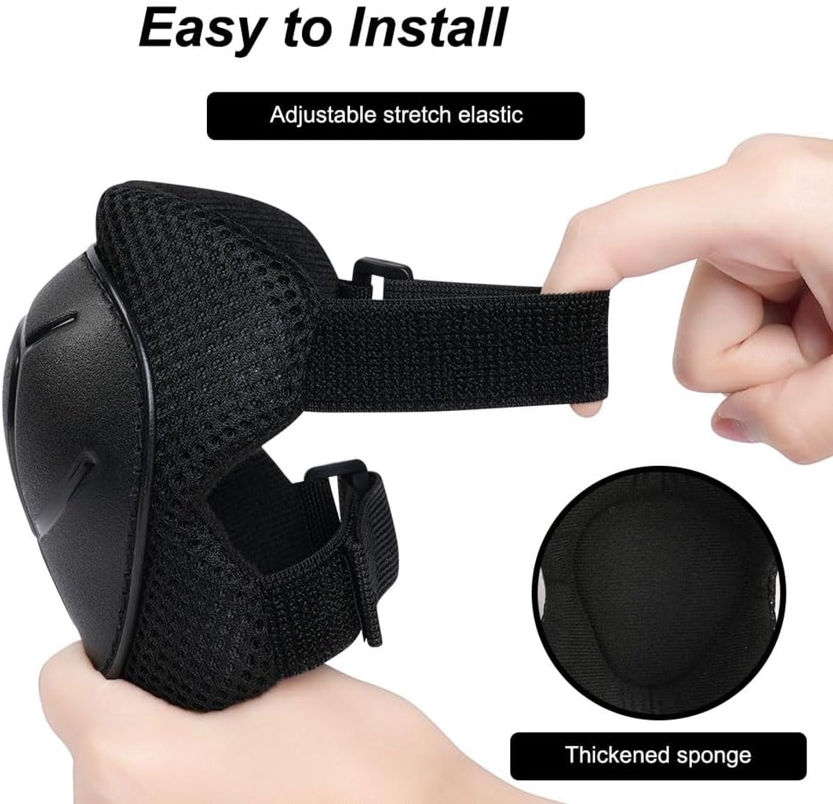 Kids Skate Protection Set - Protective covers for children's roller skates - Skate protection - Protection set for roller skates - Knee pads for children - Includes knee pads, elbow pads and wrist pads - knee pad set - Black - Image 6