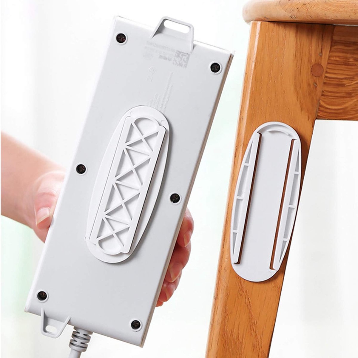 5 pieces - 10.3*4 cm - Self-adhesive power strip mount - Power strip holder fixer - wall sticker for socket - holder for power strip - no holes - wall mounting - for remote control, router, computer, kitchen, home and office - white - Image 2