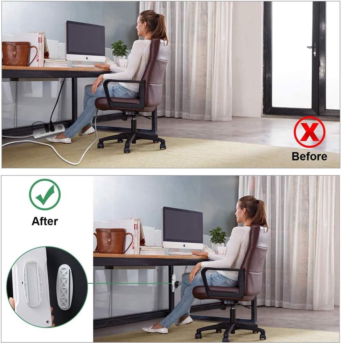 5 pieces - 10.3*4 cm - Self-adhesive power strip mount - Power strip holder fixer - wall sticker for socket - holder for power strip - no holes - wall mounting - for remote control, router, computer, kitchen, home and office - white - Image 4