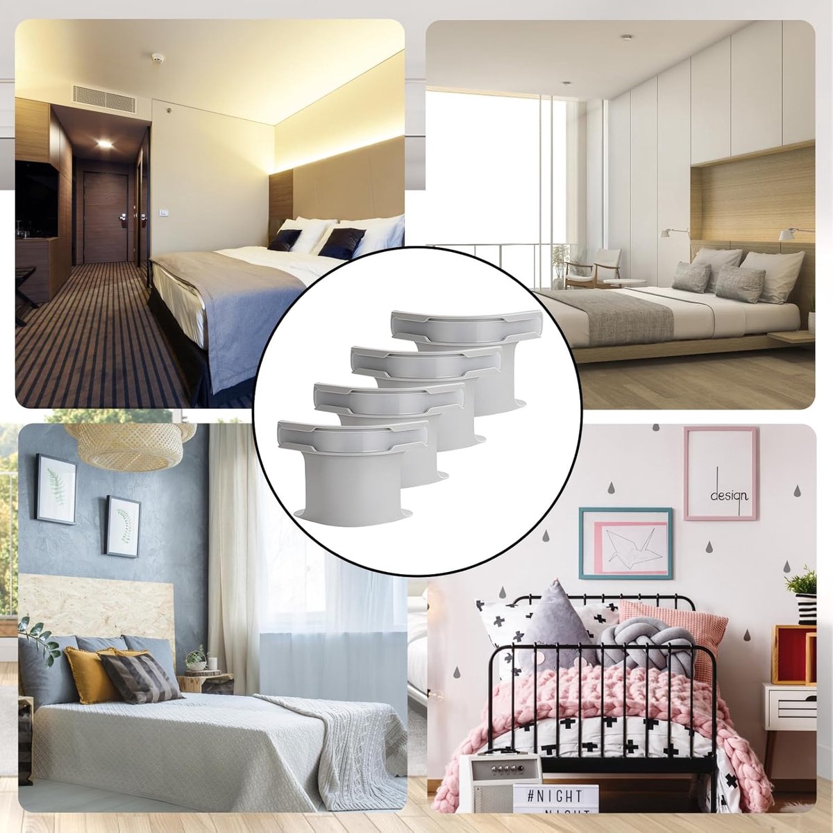 4 pieces - Sheet holder - Bed sheet holder - Duvet clips - Sheet clamps - with fastening strips - removable fitted sheet corner holders - bed clips - corner holders for covers - for mattress protectors, bedding, blankets - 15*12*8.5 cm - grey - Image 4