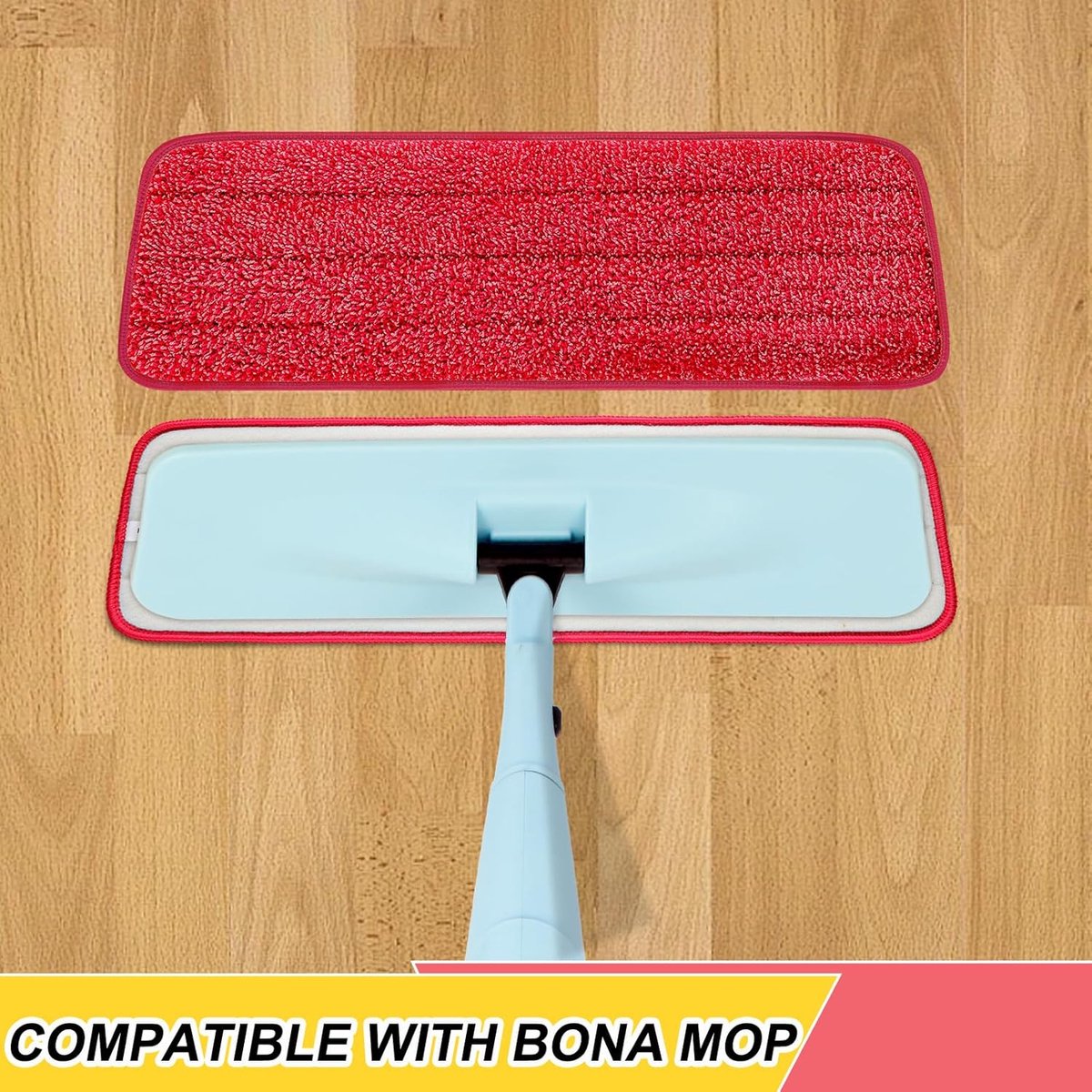 8 Pack 16.5 inch reusable mop pads Microfiber spray mop replacement heads - mop head replacement Suitable for wet/dry mopping compatible with Bona floor care system (4 colors of mops) - Image 3
