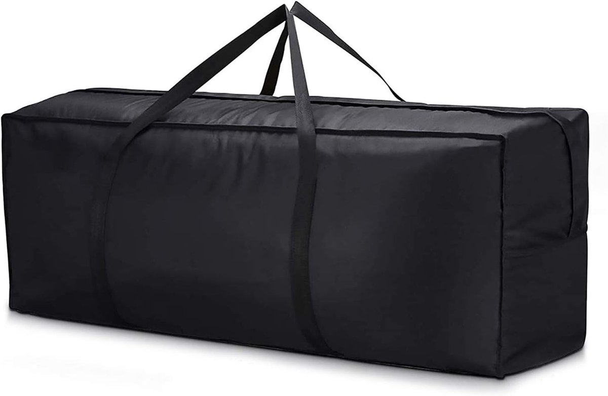 Storage bag for garden furniture cushions - 600D - waterproof - UV-resistant - portable storage bag - Dust cover - Garden Furniture Cushion Cover - for garden furniture with handles and zipper - 122x38x51cm - black - Image 1