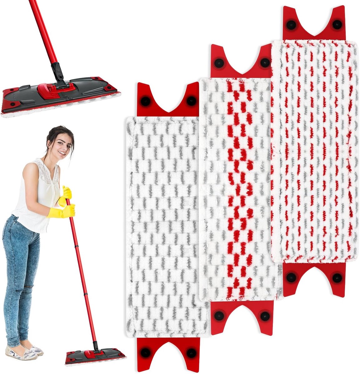 pack - microfiber cloths - Suitable for Vileda Ultramax Flatmop Replacement - For hard floors - mop head replacement - replacement microfiber mop heads - Machine washable - Reusable pad replacement - for deep cleaning - Stain removal - Image 1