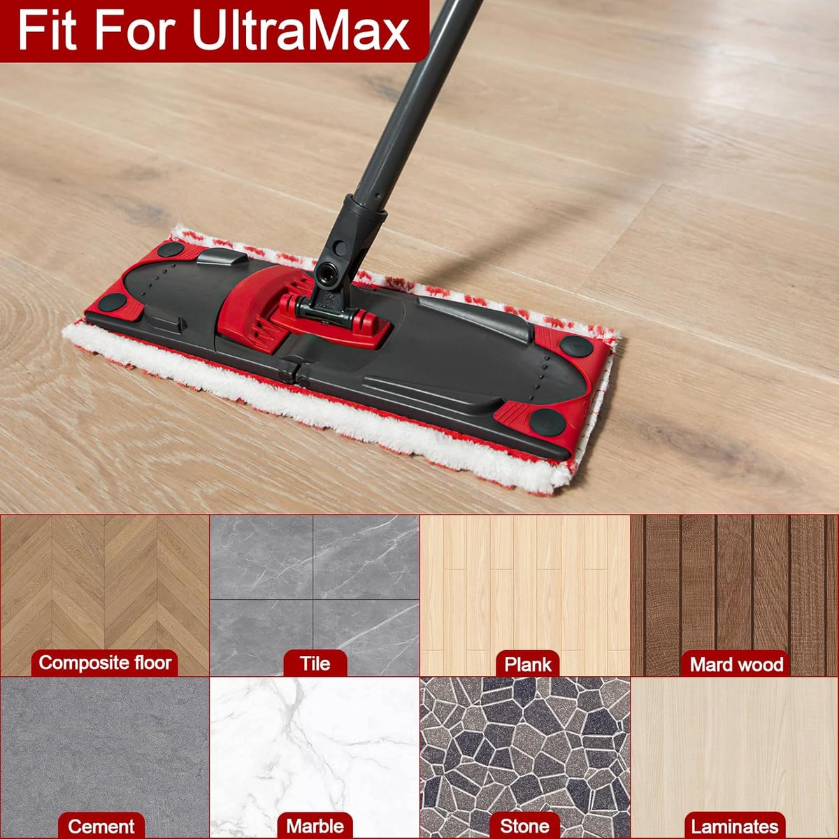 pack - microfiber cloths - Suitable for Vileda Ultramax Flatmop Replacement - For hard floors - mop head replacement - replacement microfiber mop heads - Machine washable - Reusable pad replacement - for deep cleaning - Stain removal - Image 6