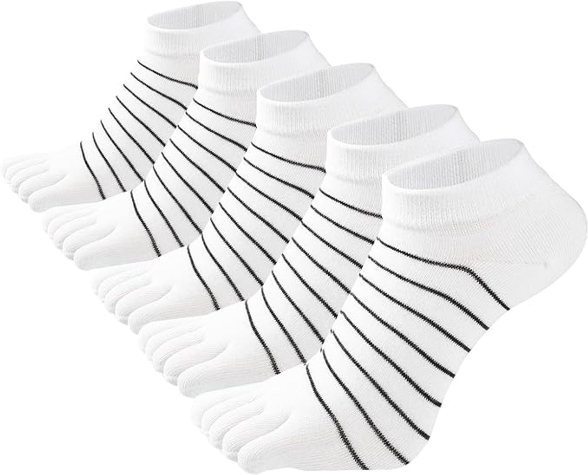 5 pairs - Toe socks - Toe socks - Yoga socks - cotton toe socks for women - Runner toe socks - Runner Toe socks - Smooth toe seam - Cotton - Comfortable Socks - sports socks - loose toe socks - breathable sports socks - white - Image 1