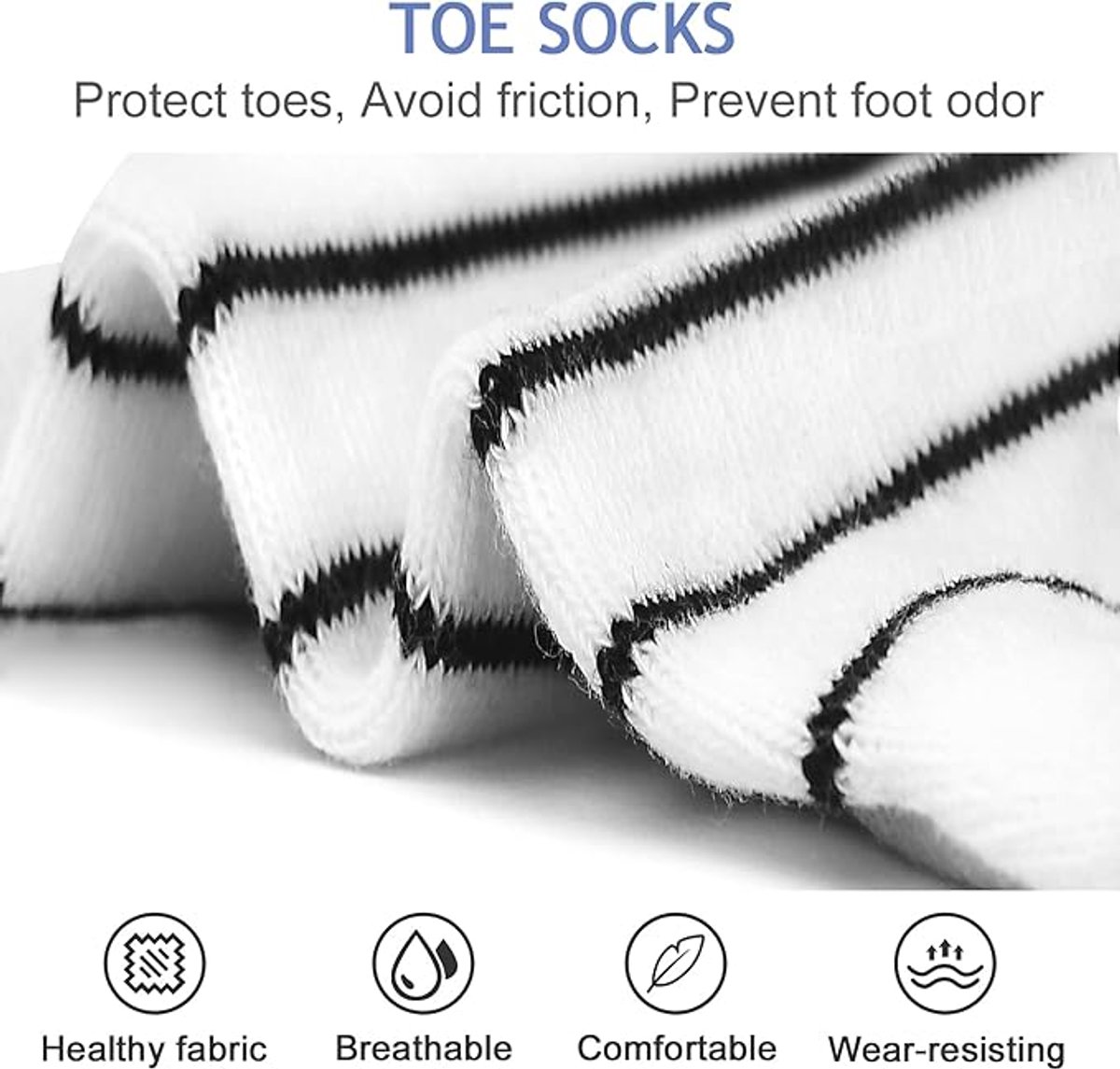 5 pairs - Toe socks - Toe socks - Yoga socks - cotton toe socks for women - Runner toe socks - Runner Toe socks - Smooth toe seam - Cotton - Comfortable Socks - sports socks - loose toe socks - breathable sports socks - white - Image 4