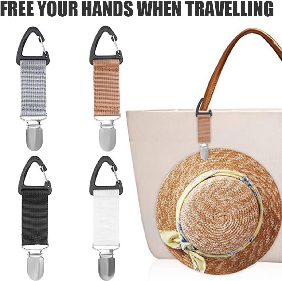 4 Travel Hat Clips - Dust Clips - Hands-Free Hat Holder - Outdoor Bag Accessories - Elastic Hat Clip - For Travel Bags, Backpacks, Wallets, Luggage Bags - Prevent Loss - Image 6